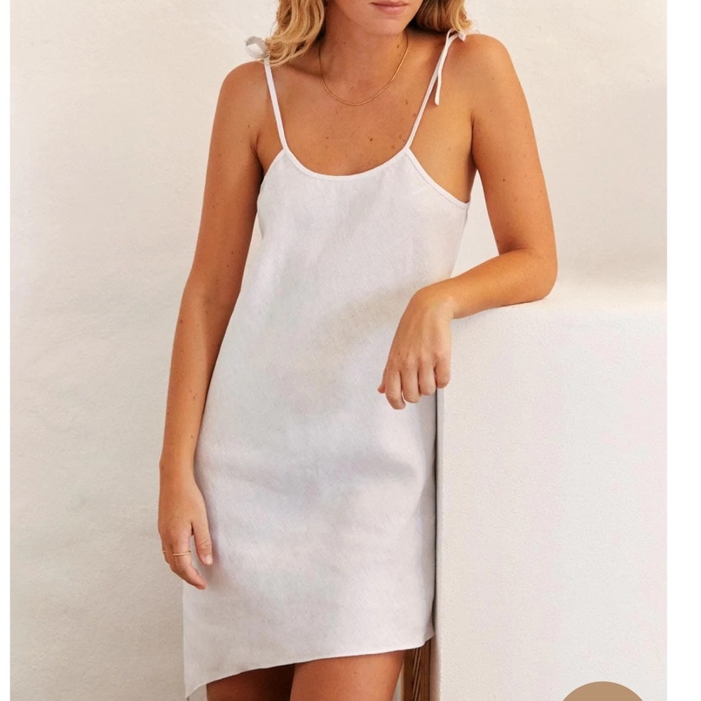 Arkitaip - Daisy Lounge Slip Dress White Linen - S